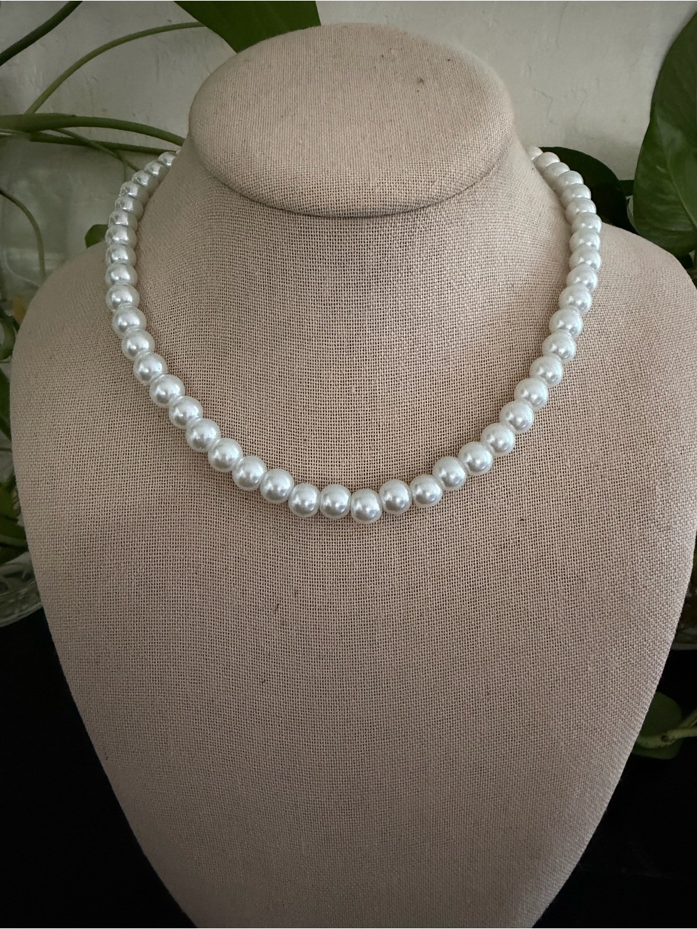 Vintage White Glass Pearl Strand Bridal Necklace Stunning